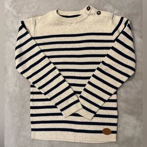 Ford Cream and Navy Striped Crewneck Sweater